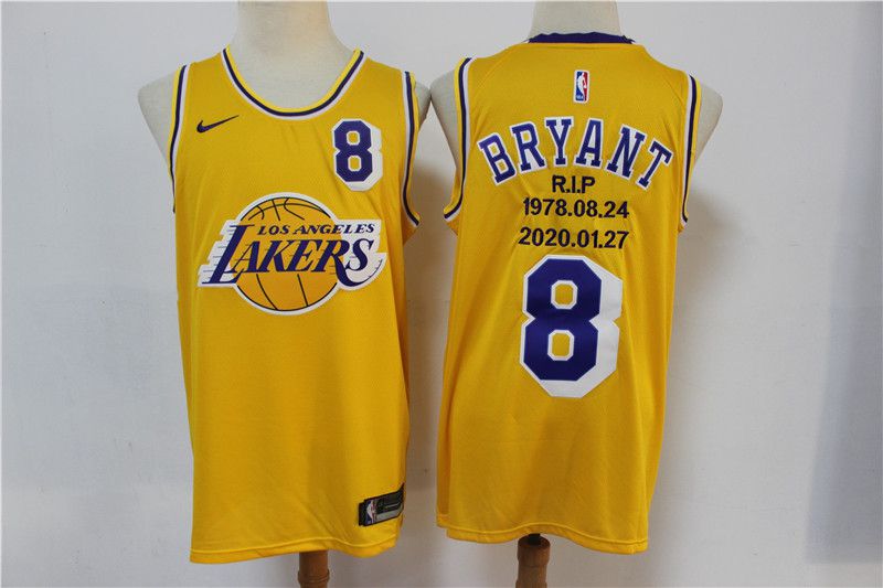 Men Los Angeles Lakers 8 Bryant Yellow CommemorativeLimited Nike NBA Jerseys